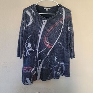 Jess & Jane Matilda Asymmetric Tunic Womens Size Small Cotton Slub Crew Neck